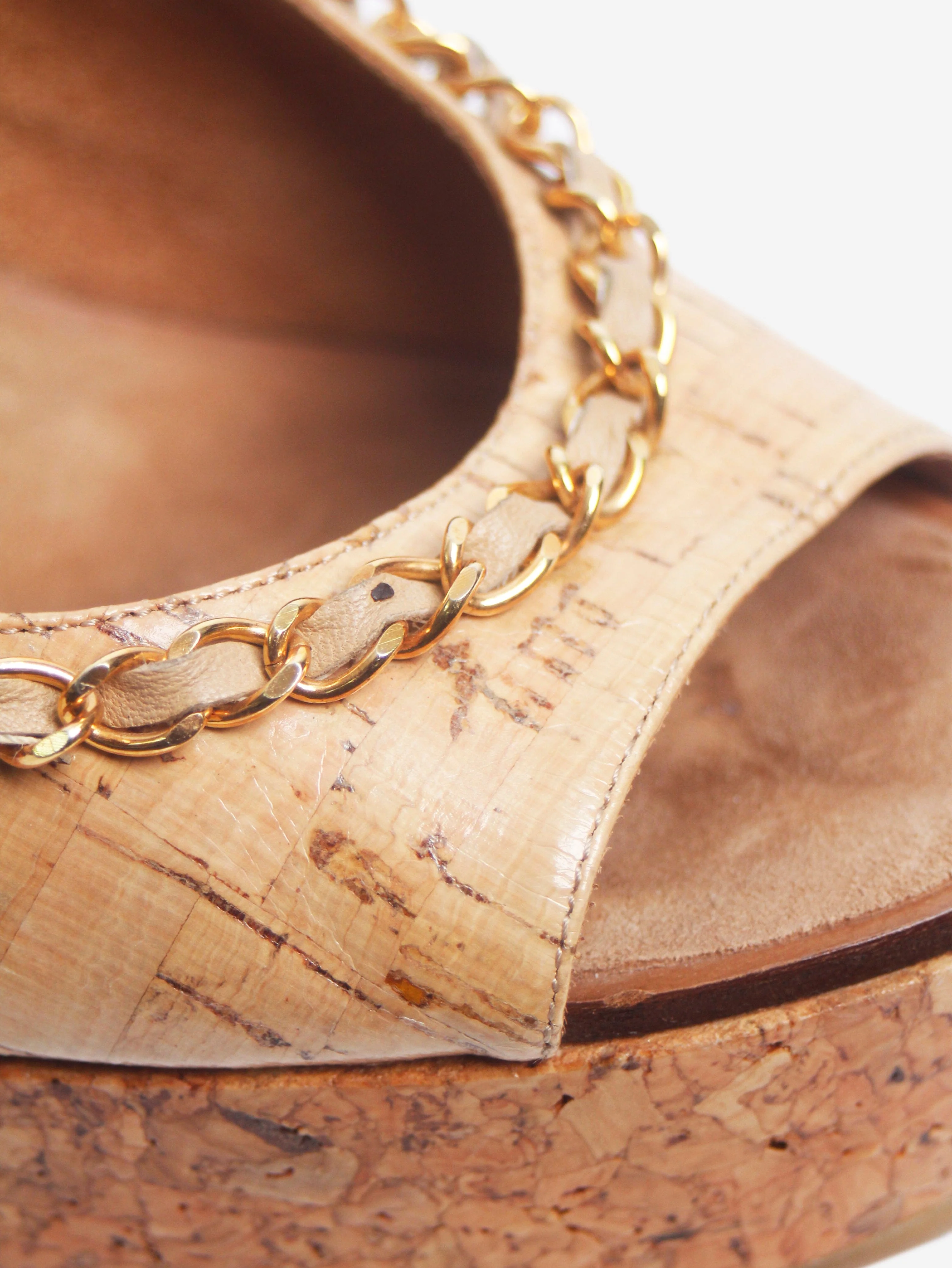 Brown peep-toe wedge slingback sandals - size EU 39 - Image 4