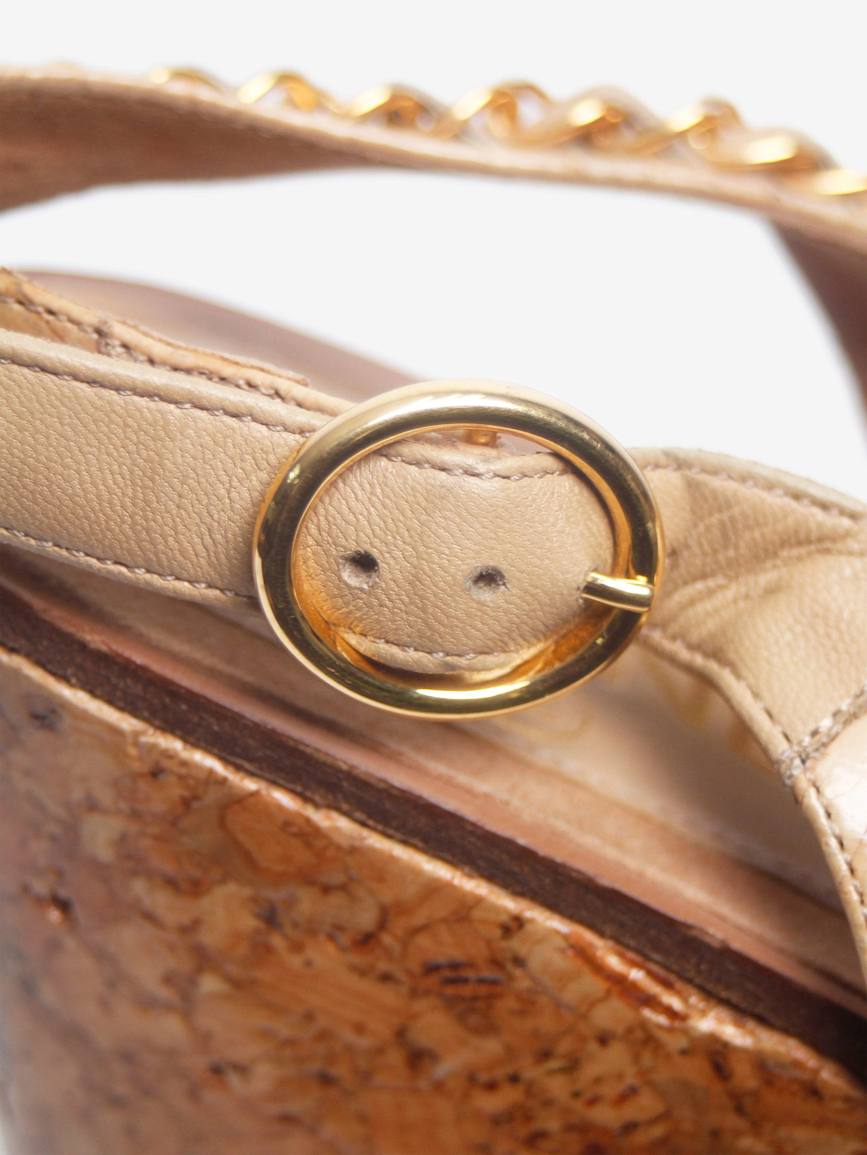 Brown peep-toe wedge slingback sandals - size EU 39 - Image 5