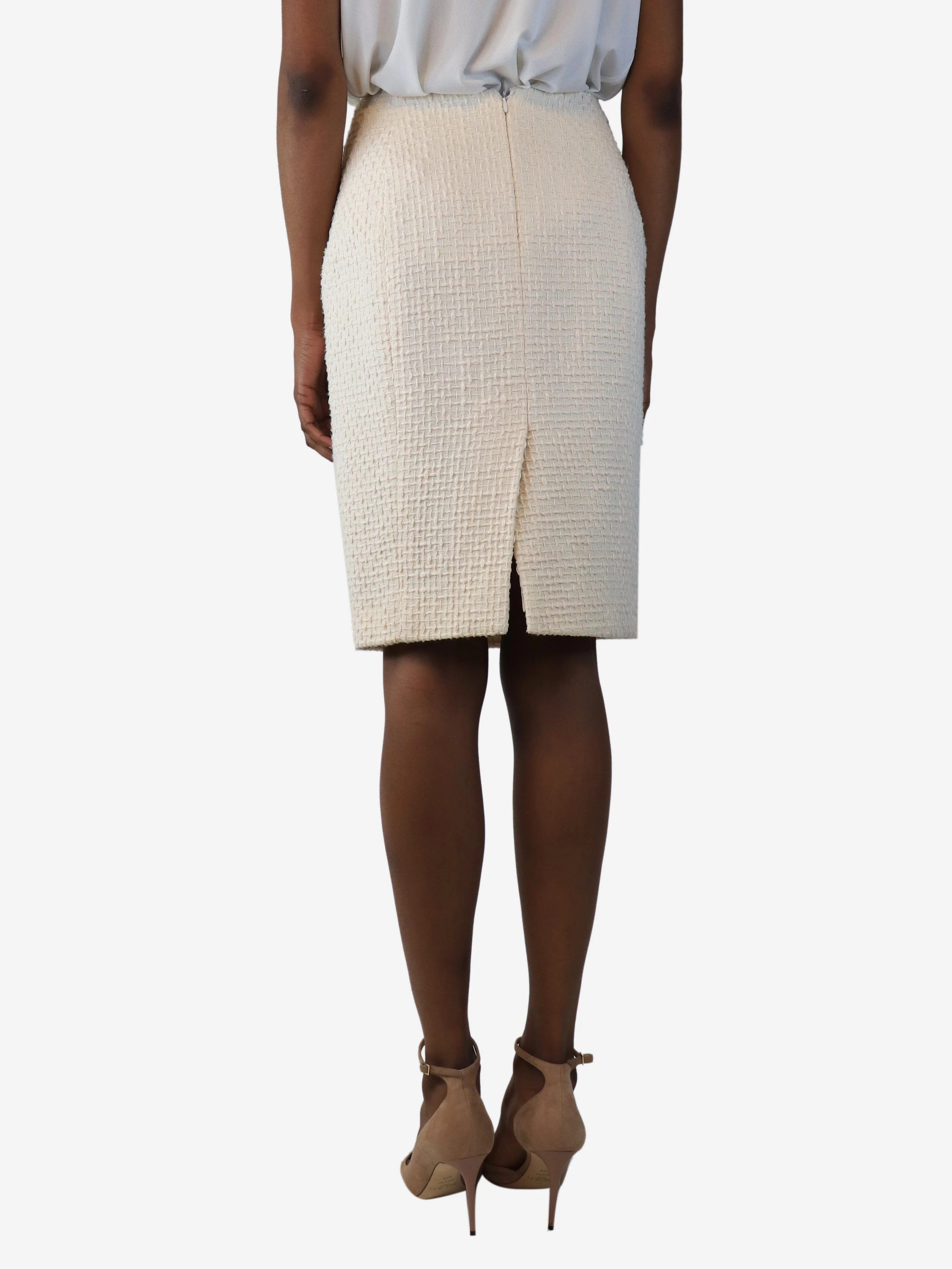 Cream tweed skirt - size UK 8 - Image 3