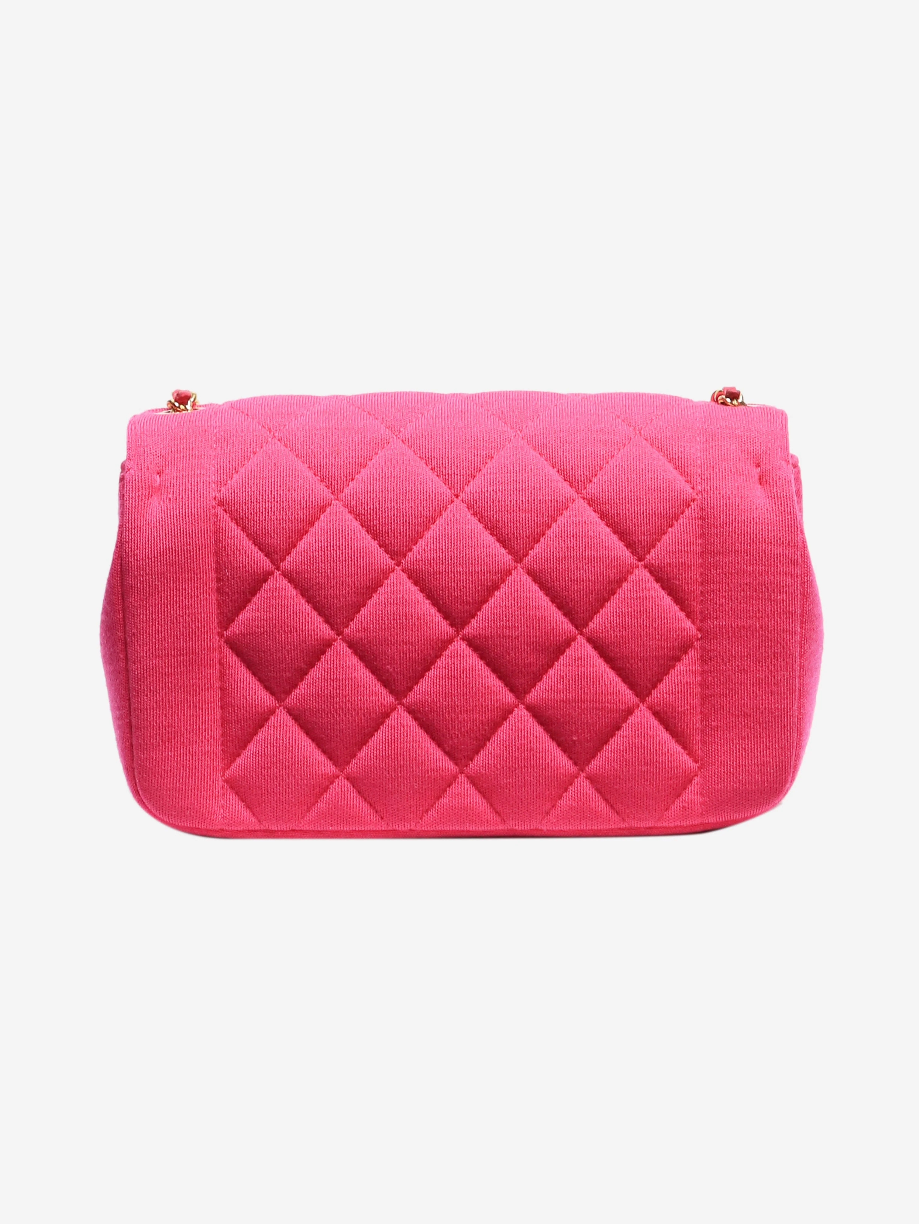Fuschia 2014 mini diamond-quilted jersey Chic with Me flap bag - Image 3