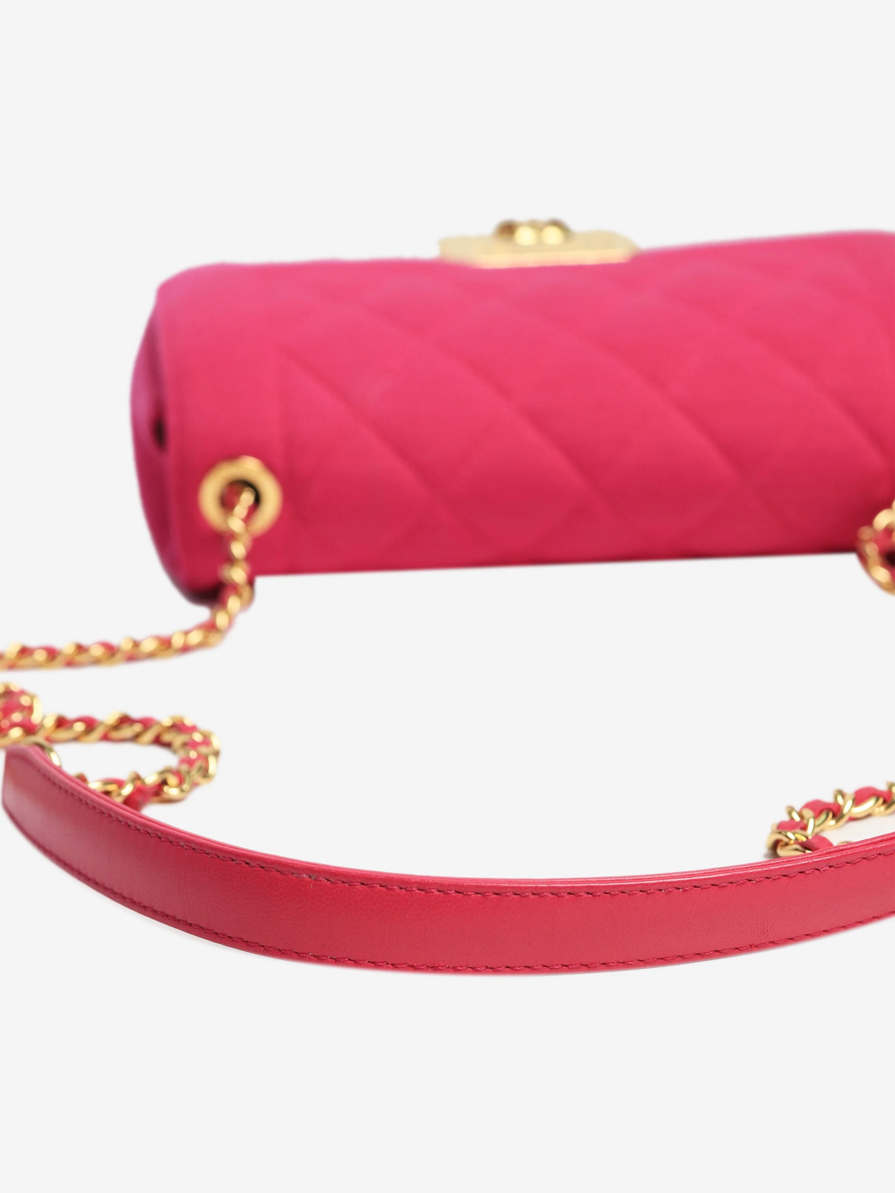 Fuschia 2014 mini diamond-quilted jersey Chic with Me flap bag - Image 7