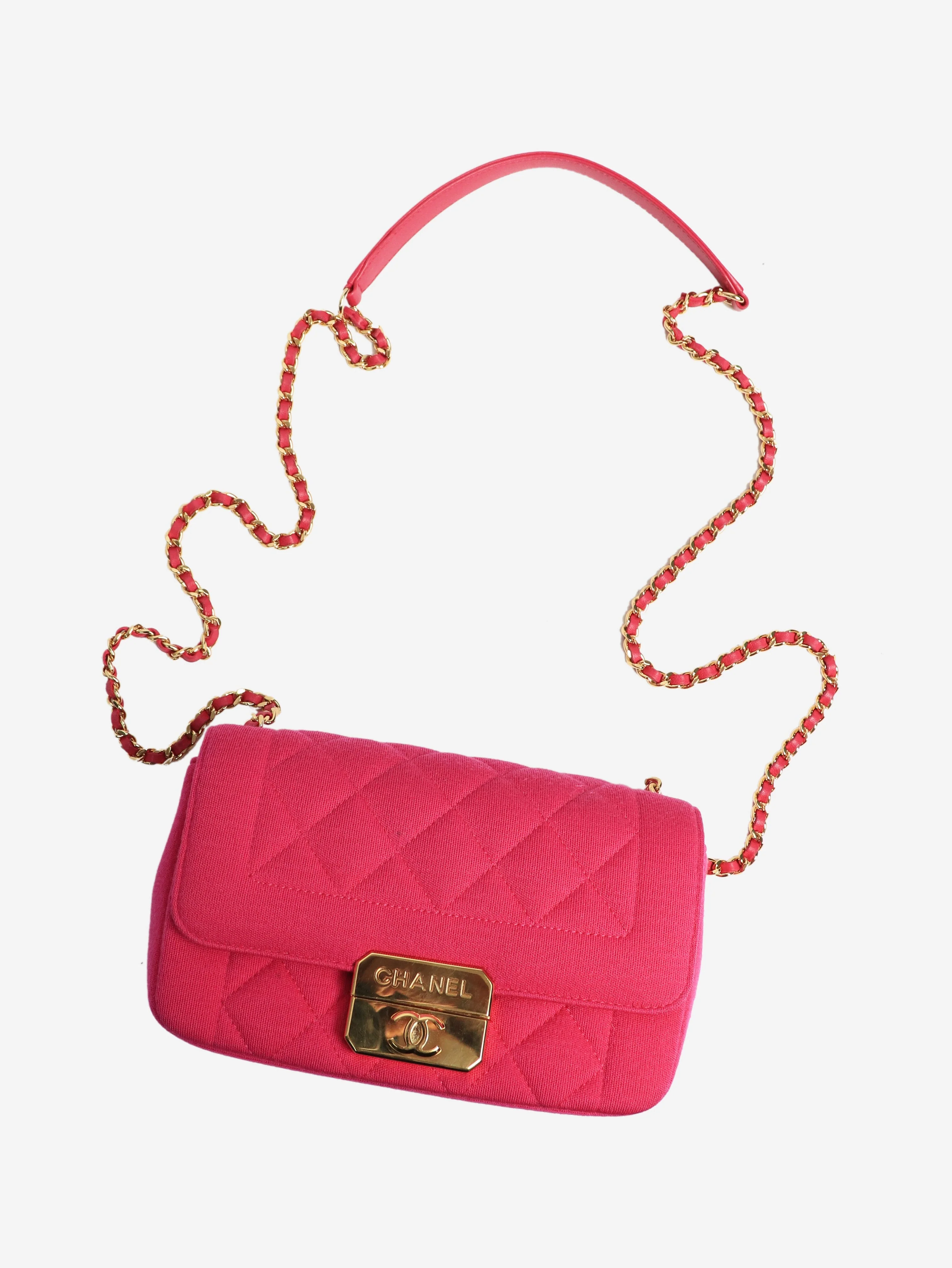 Fuschia 2014 mini diamond-quilted jersey Chic with Me flap bag - Image 8