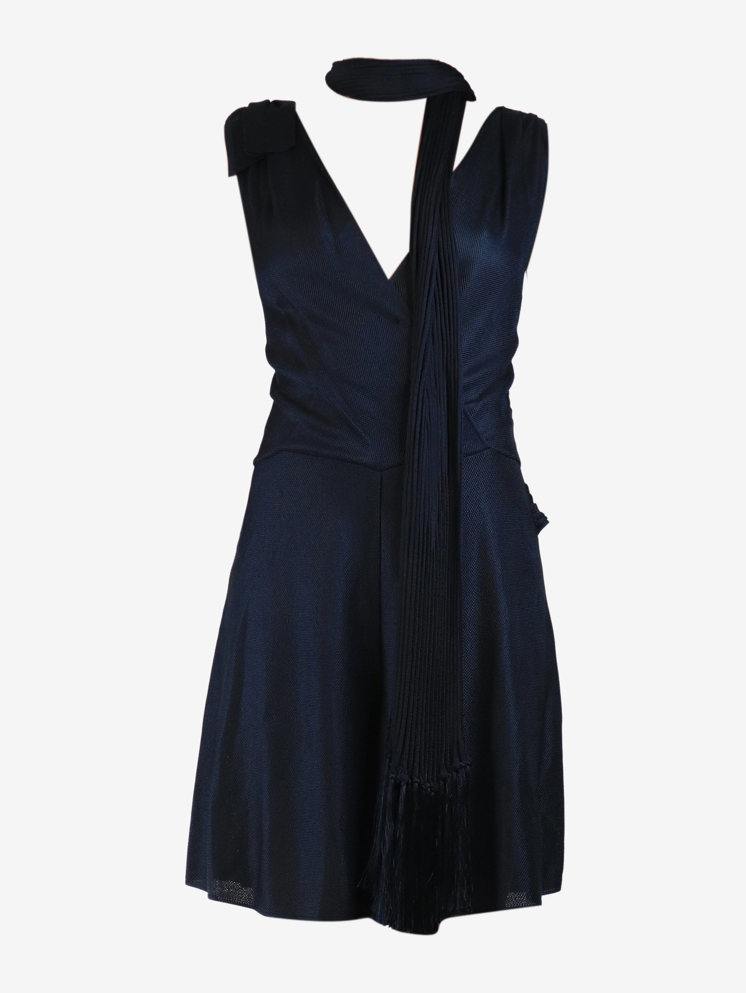 Navy blue mesh playsuit with scarf - size UK 8 - Image 5