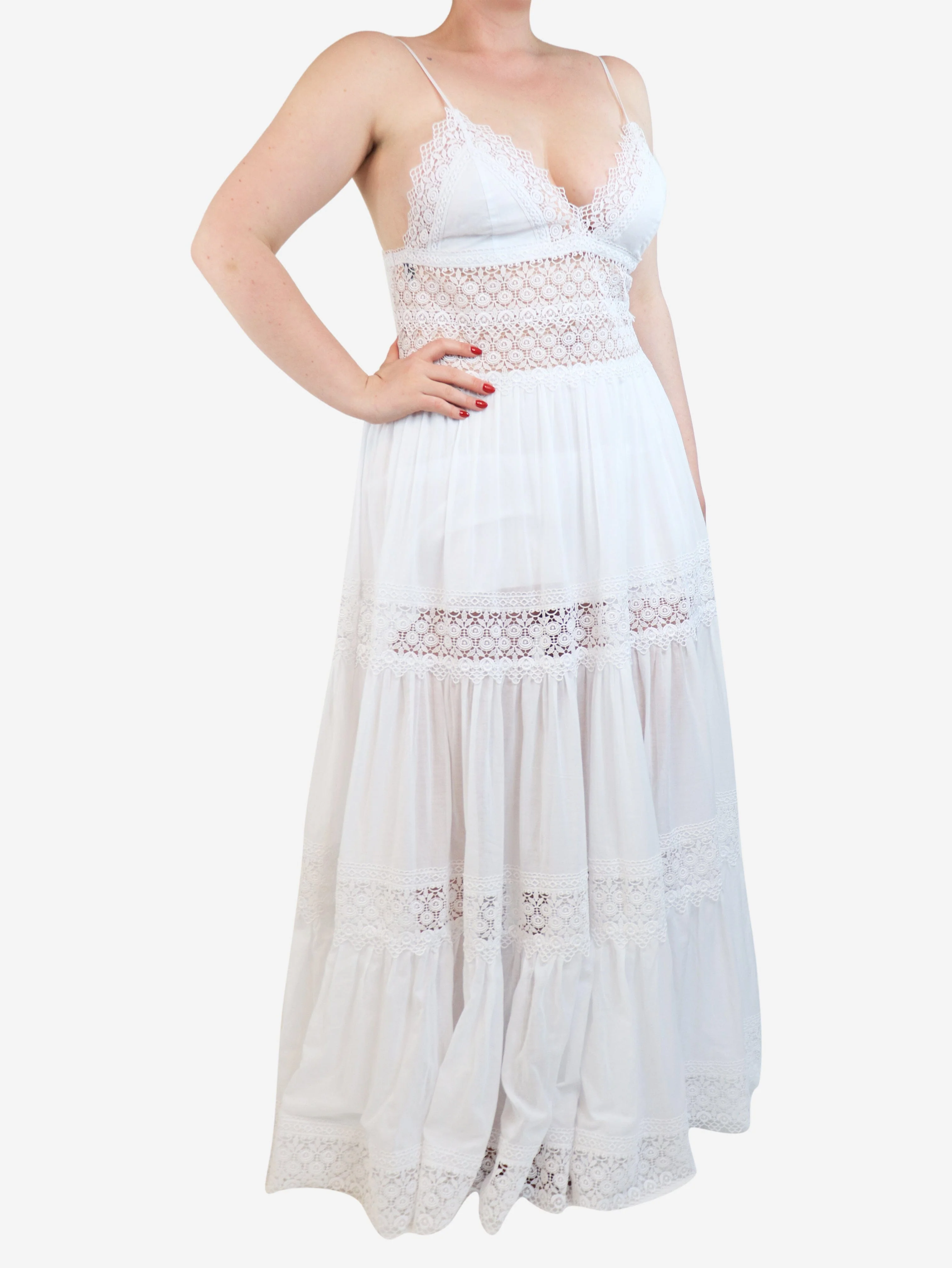 White embroidered tiered sundress - size L - Image 3