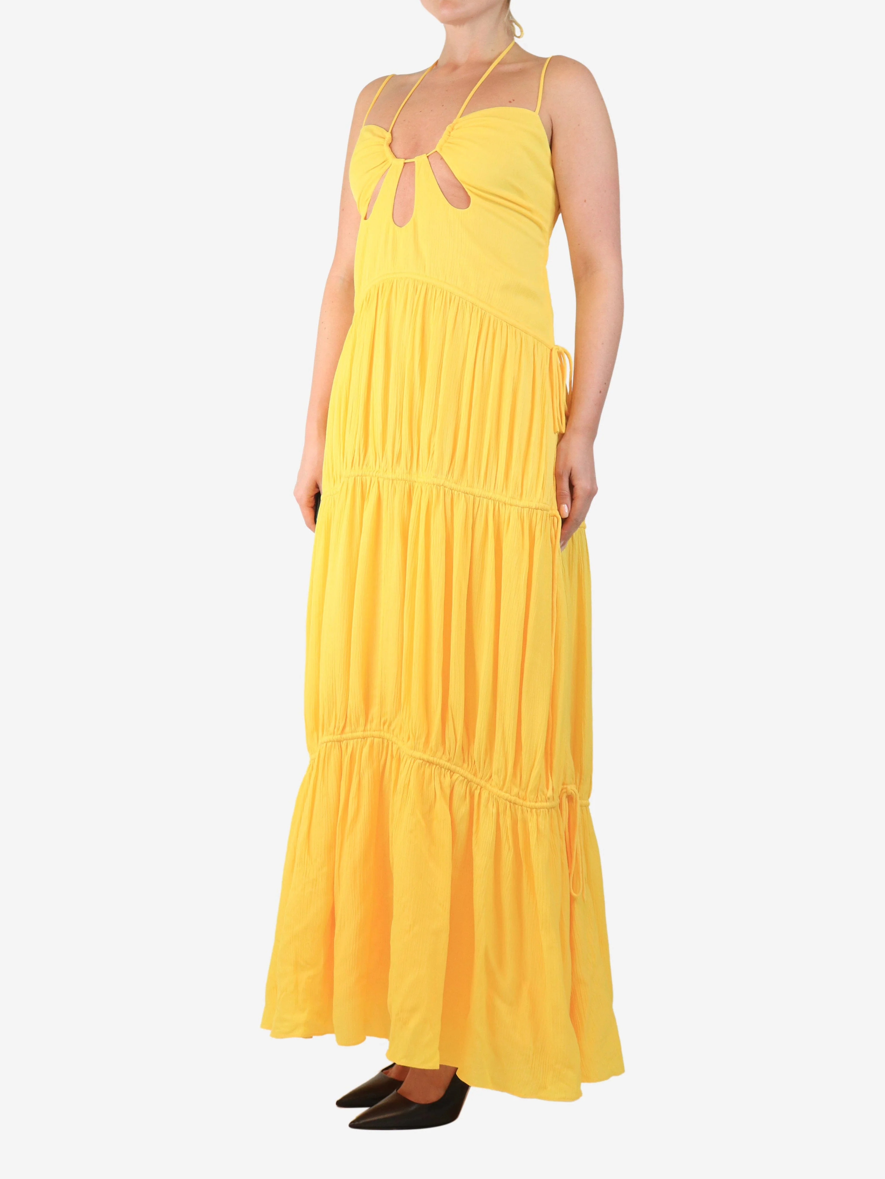 Yellow sleeveless flowy maxi dress - size S - Image 3