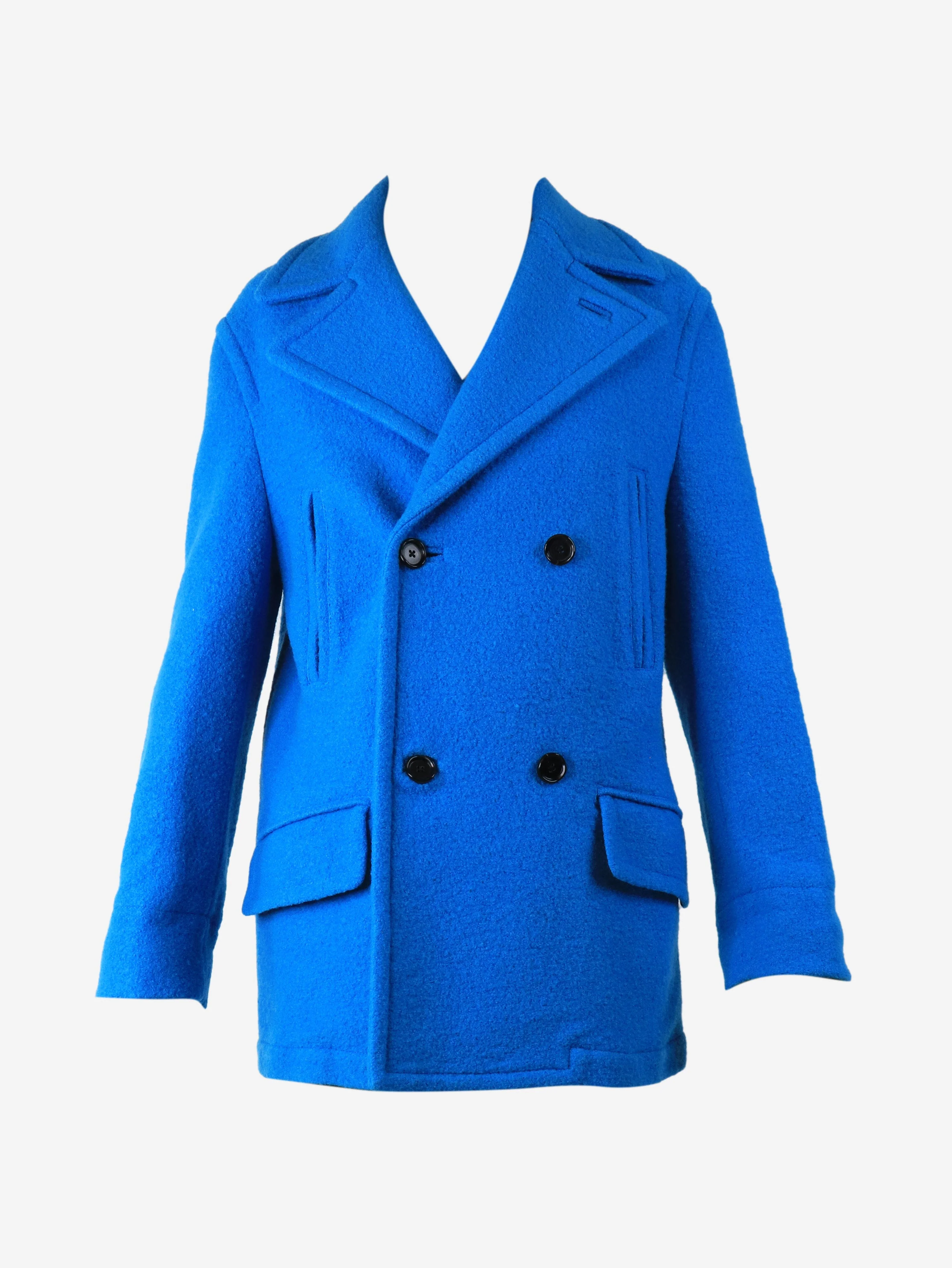 Blue double-breasted wool peacoat - size UK 6 - Image 5