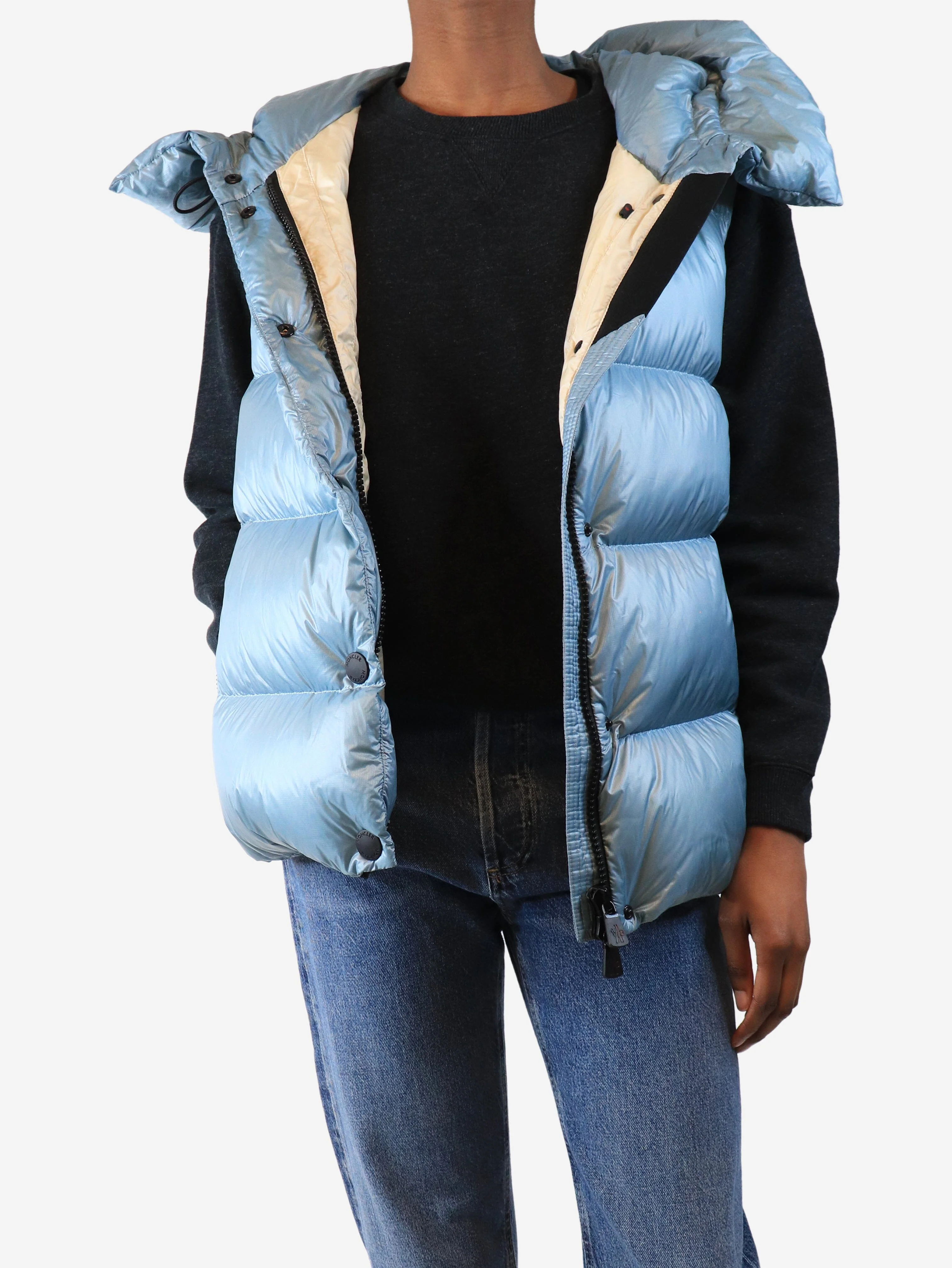 Blue down gilet - size UK 8 - Image 3