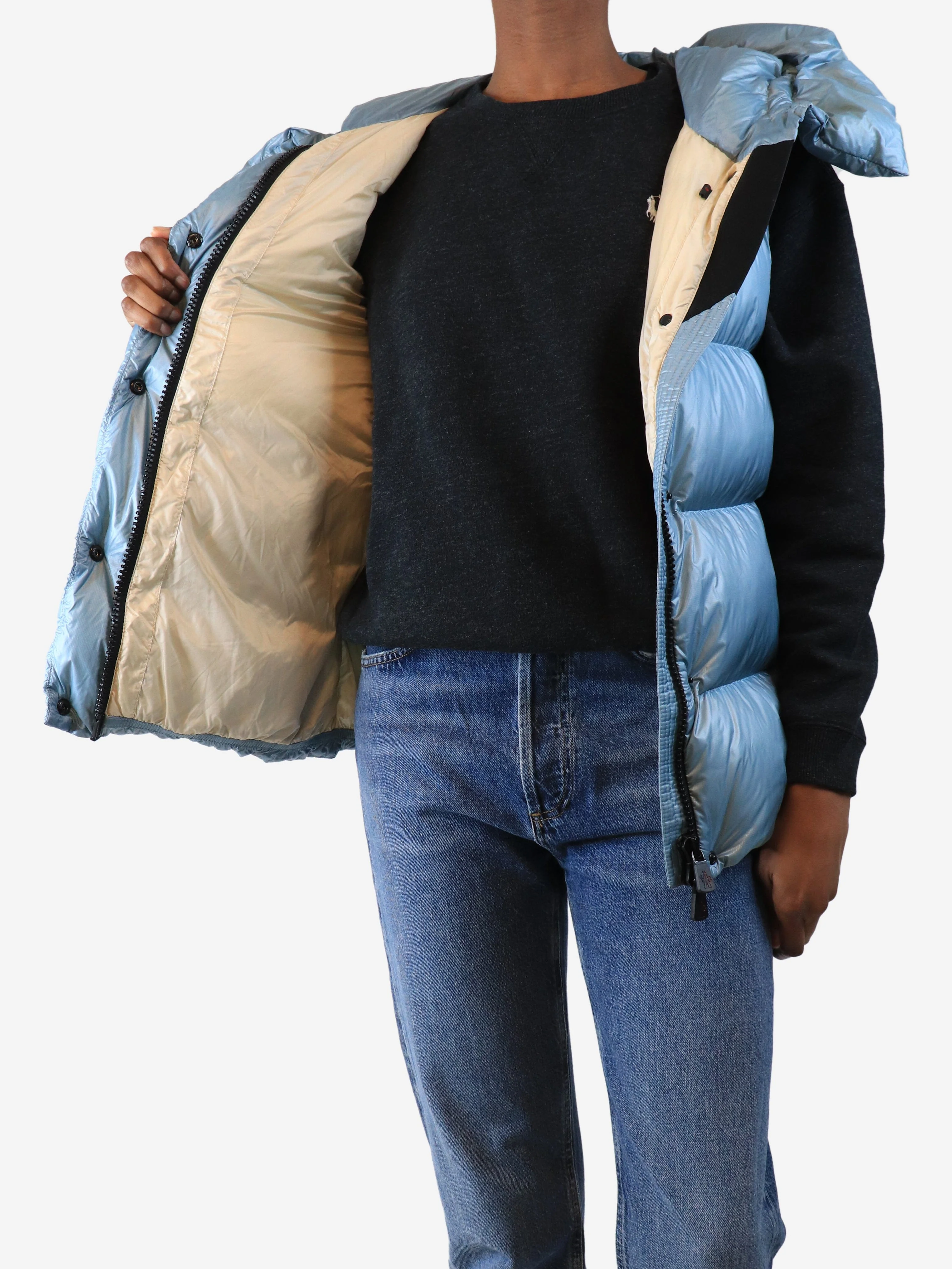 Blue down gilet - size UK 8 - Image 4