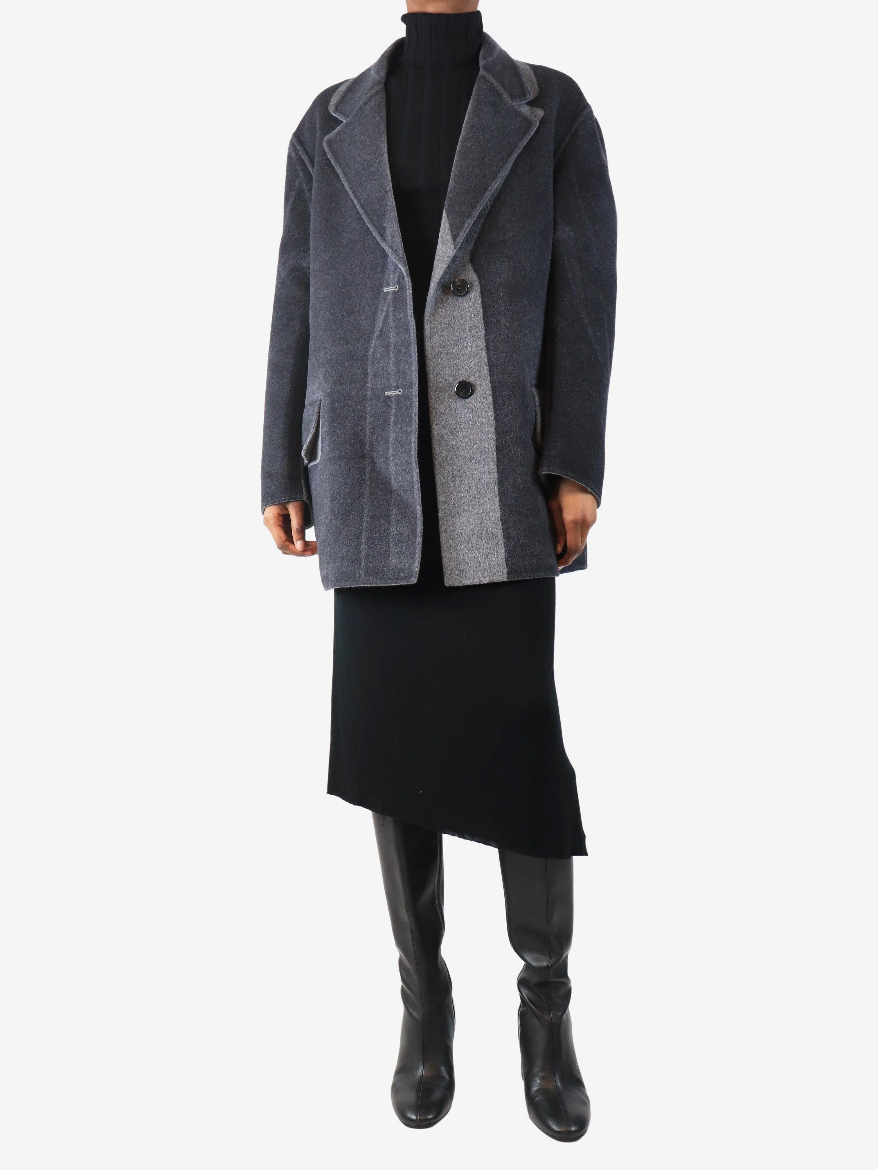 Grey two tone wool and angora -blend coat - size UK 4 - Image 3