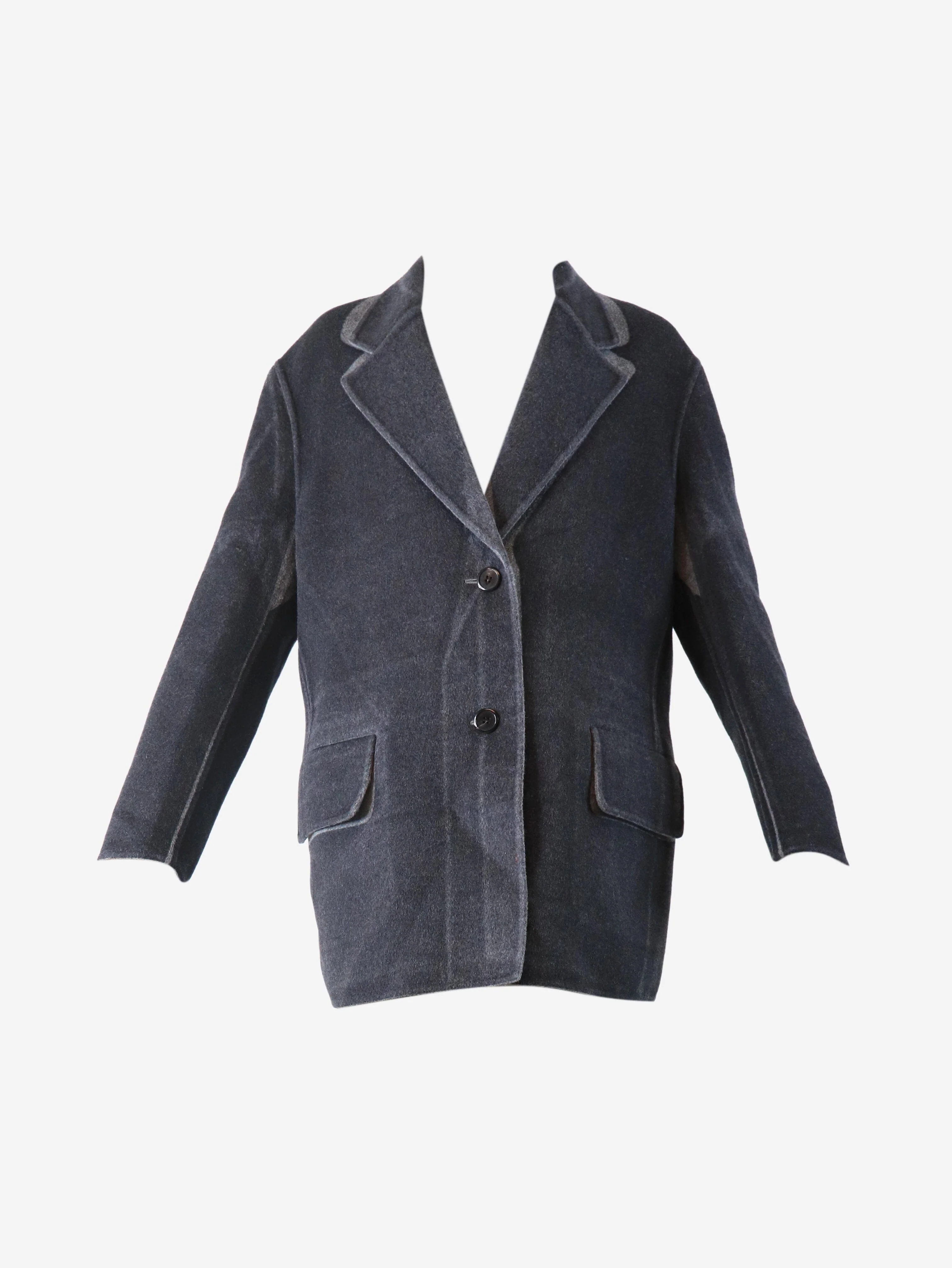 Grey two tone wool and angora -blend coat - size UK 4 - Image 5