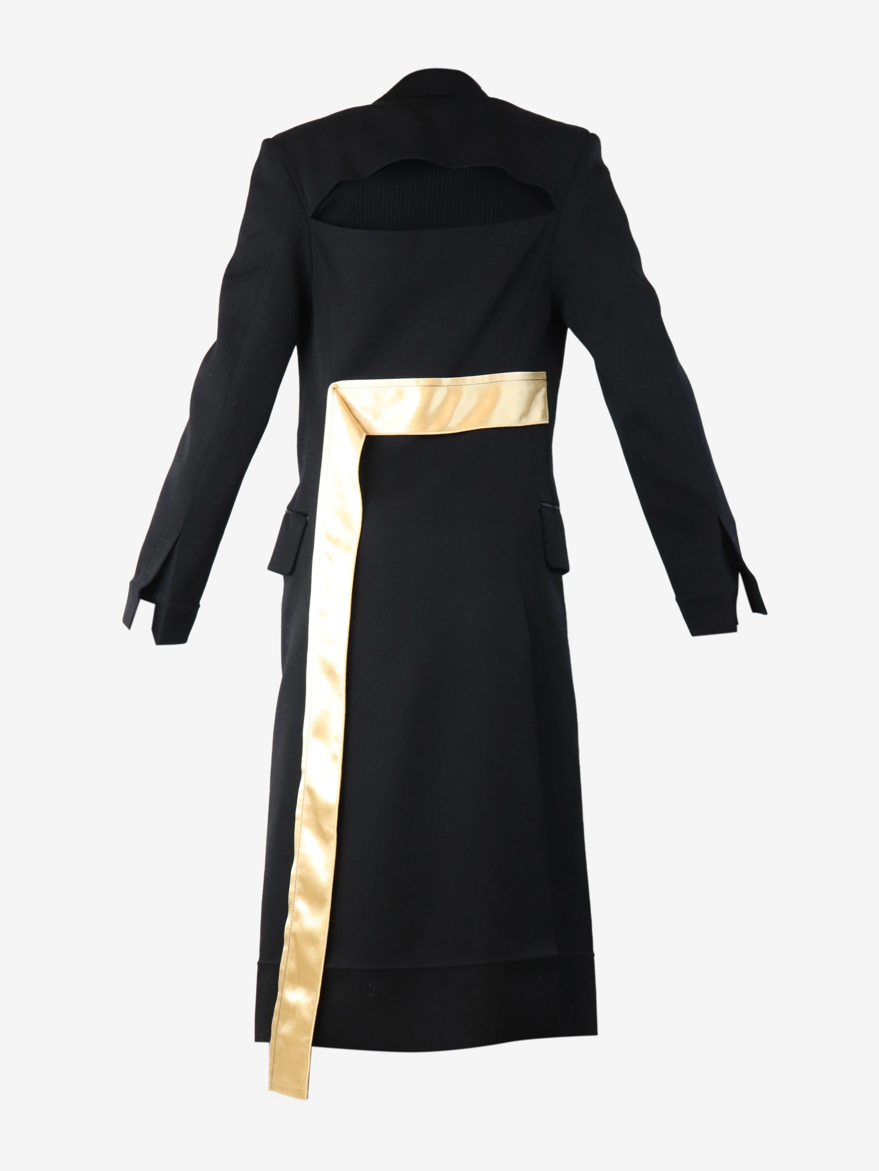 Black long tailored coat with open back - size UK 6 - Image 6