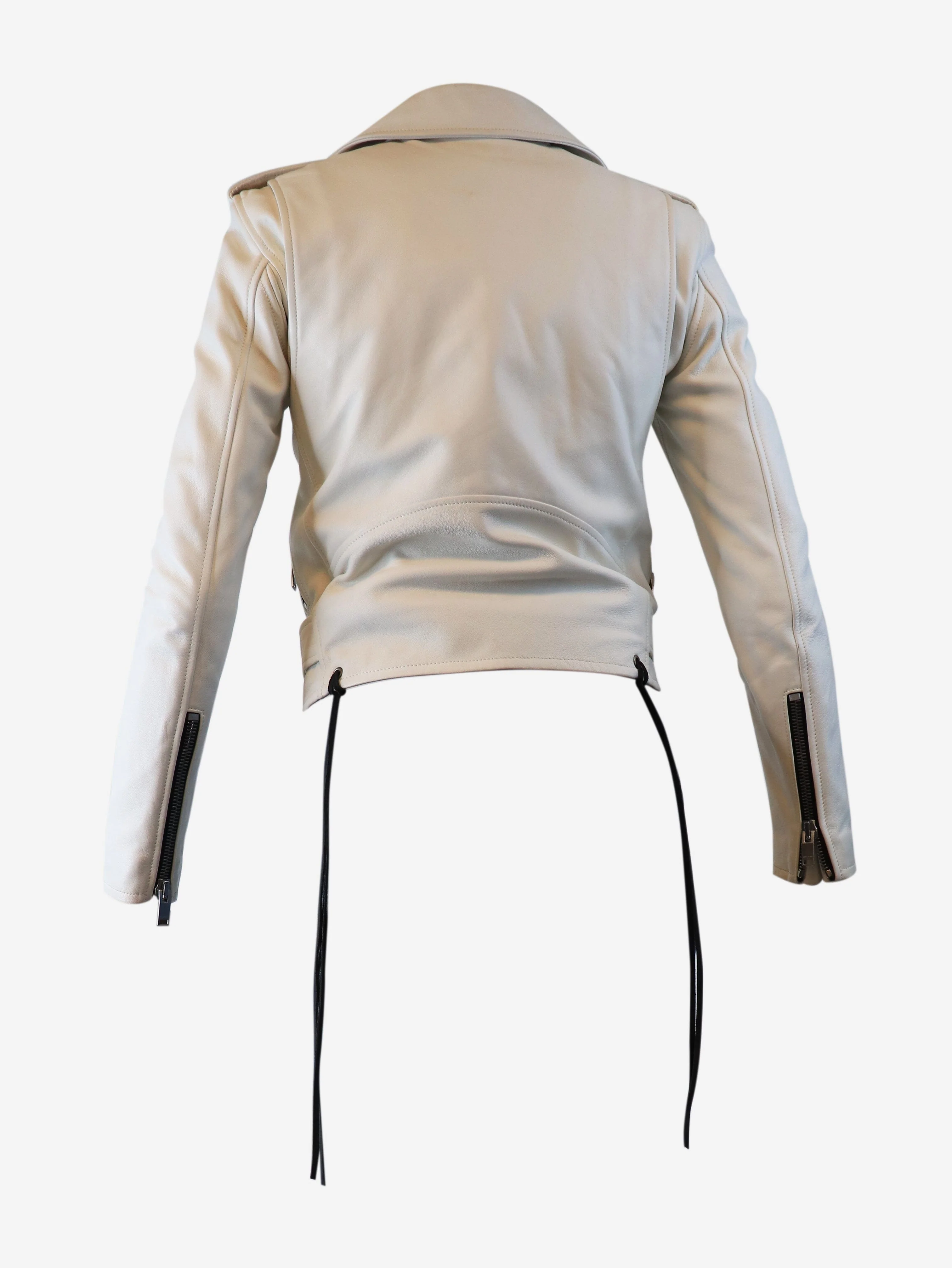 White leather biker jacket - size UK 8 - Image 6